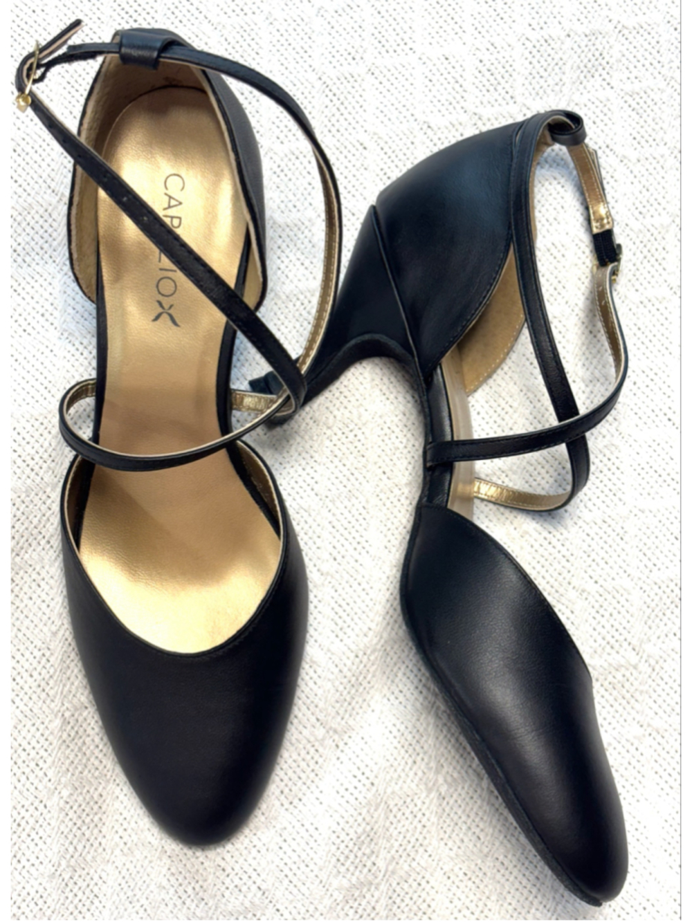 Capezio Black X-Strap Dance Shoe Heels 8.5 EUC